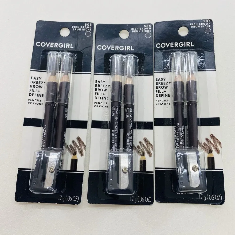 Covergirl Easy Breezy Brow Fill + Define Pencils Crayons Rich Brown 505 Lot of 3